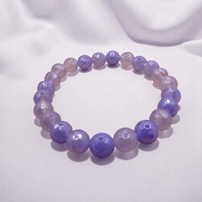 Agate facettée bleu