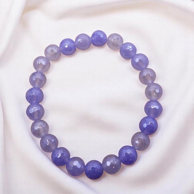 Agate facettée bleu